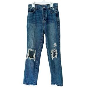 Pac Sun high rise straight leg distressed faded denim grunge thrashed 4 / 27